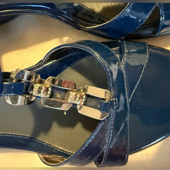 Mootsies Tootsies Dk Blue Patent Leather Sandals w/Silver Sparkly Accents size 9 - Picture 5 of 5